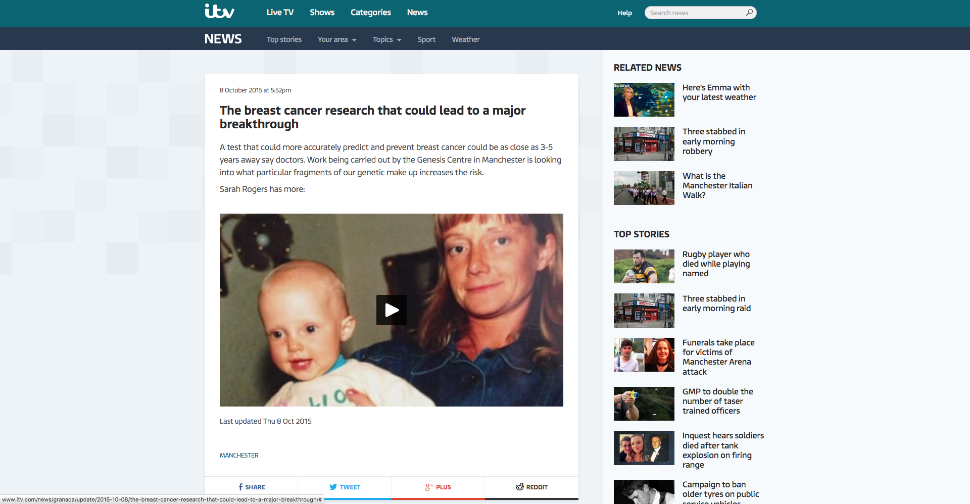 ITV News Article About Charlotte