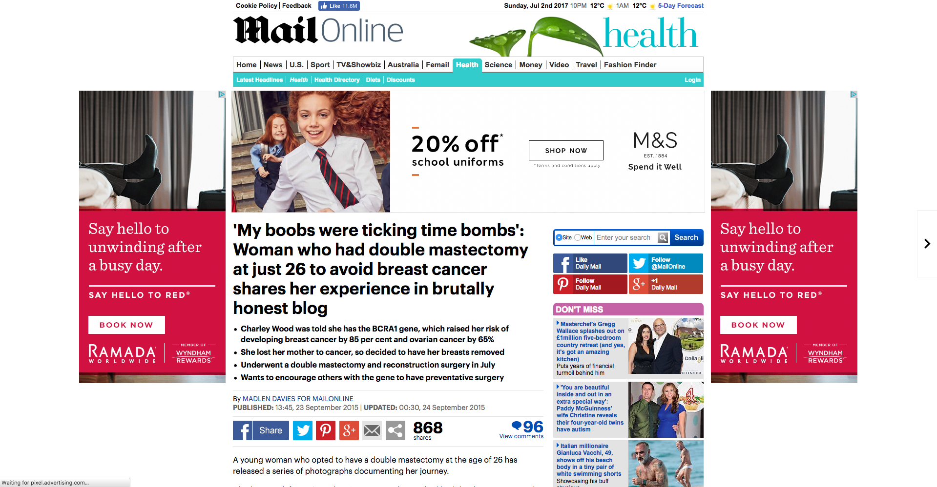 Mail Online Article About Charlotte