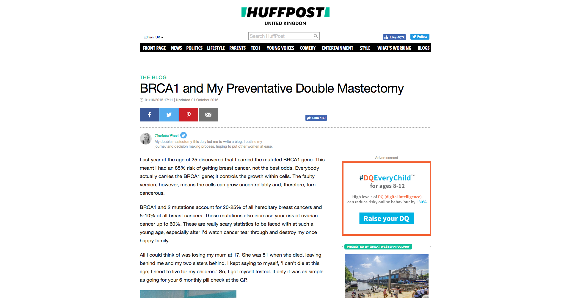 Huffpost Article by Charlotte Wood