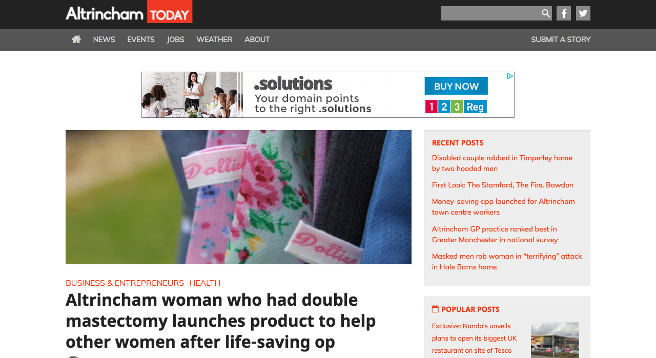 Screenshot of Altrincham Today Article